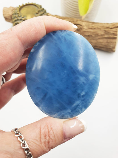A Grade Aquamarine Palm / Aquamarine Palm Stone / Pocket Stone / Meditation Palm / Collectors Palm - 77g