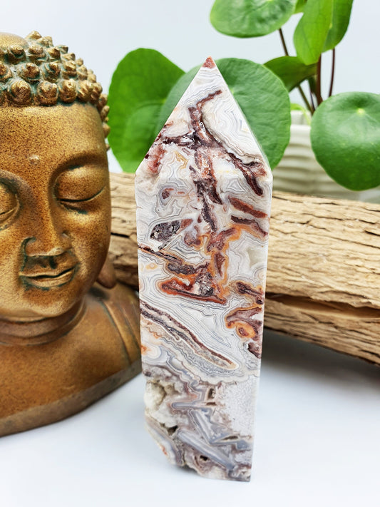 Mexican Crazy Lace Agate Crystal Tower