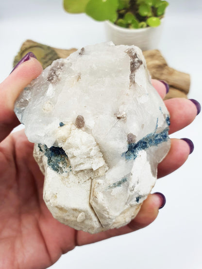 Raw Green Tourmaline and Purple Mica Specimen