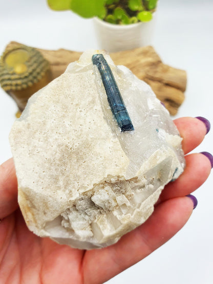 Raw Green Tourmaline and Purple Mica Specimen