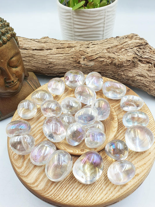 Angel Aura Clear Quartz Tumbles