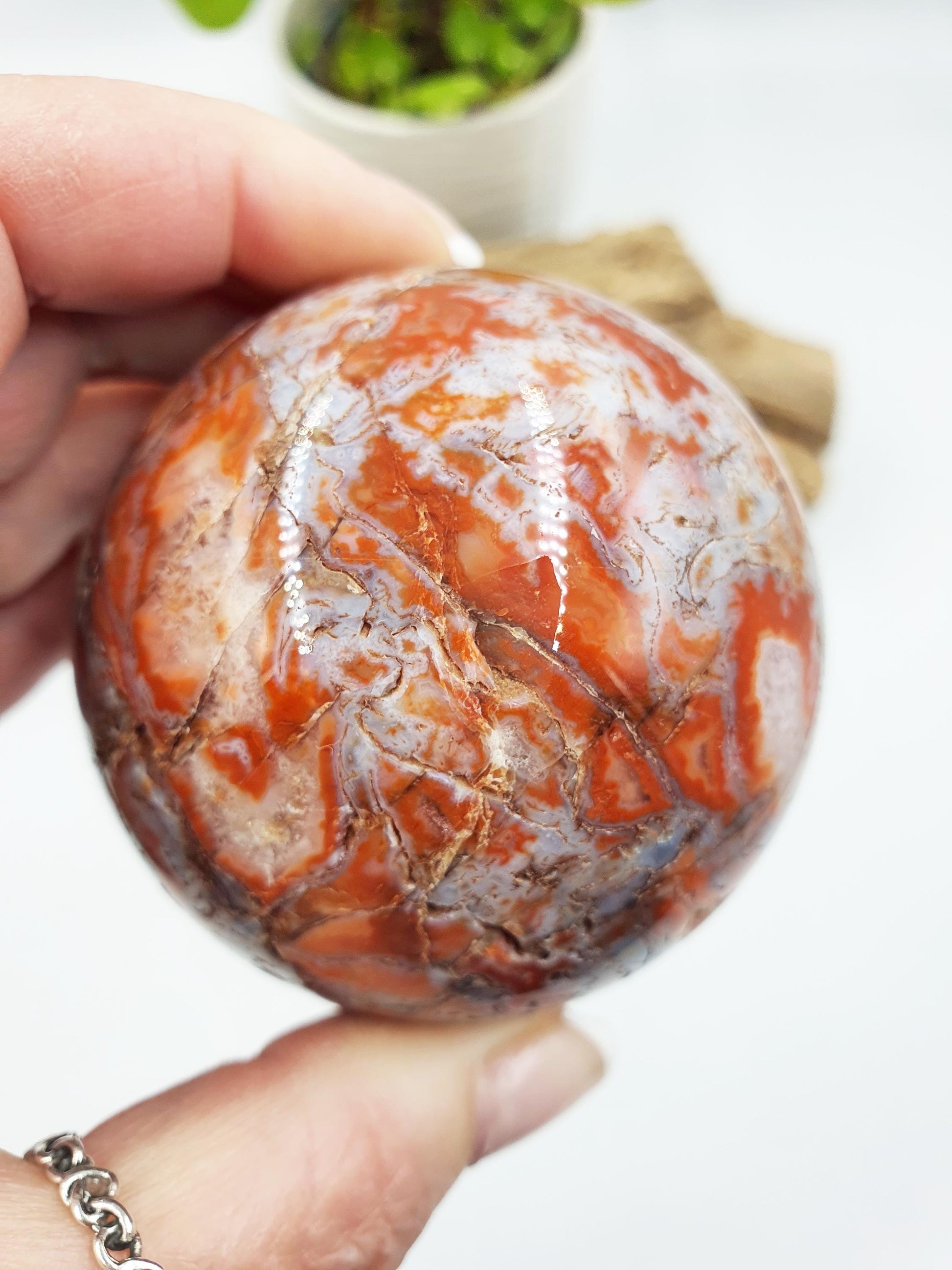 Red Moss Agate Drusy Sphere