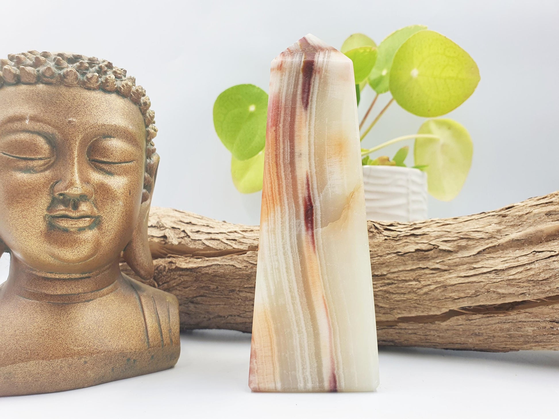 Peach Calcite Crystal Tower
