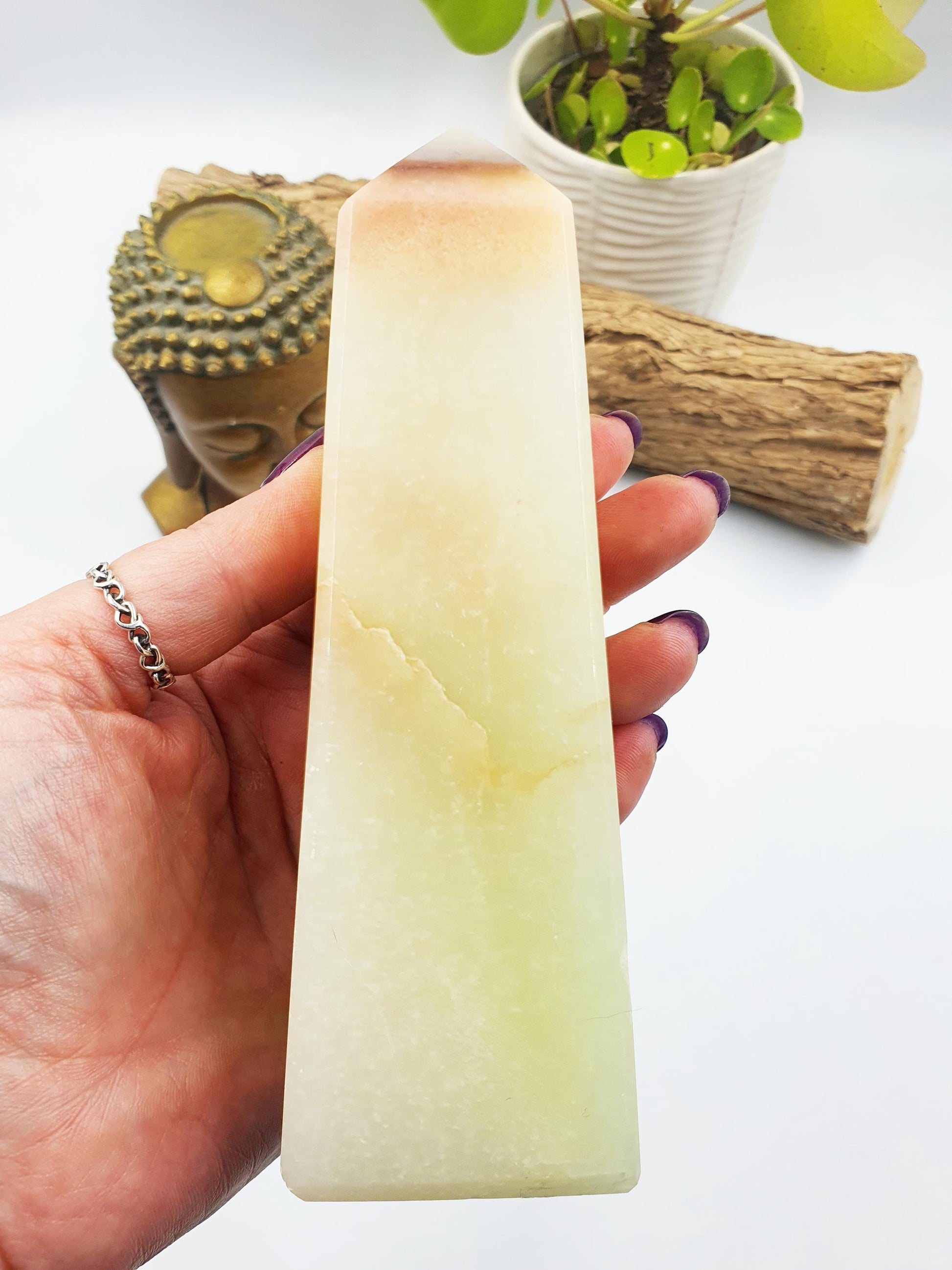 Peach Calcite Crystal Tower