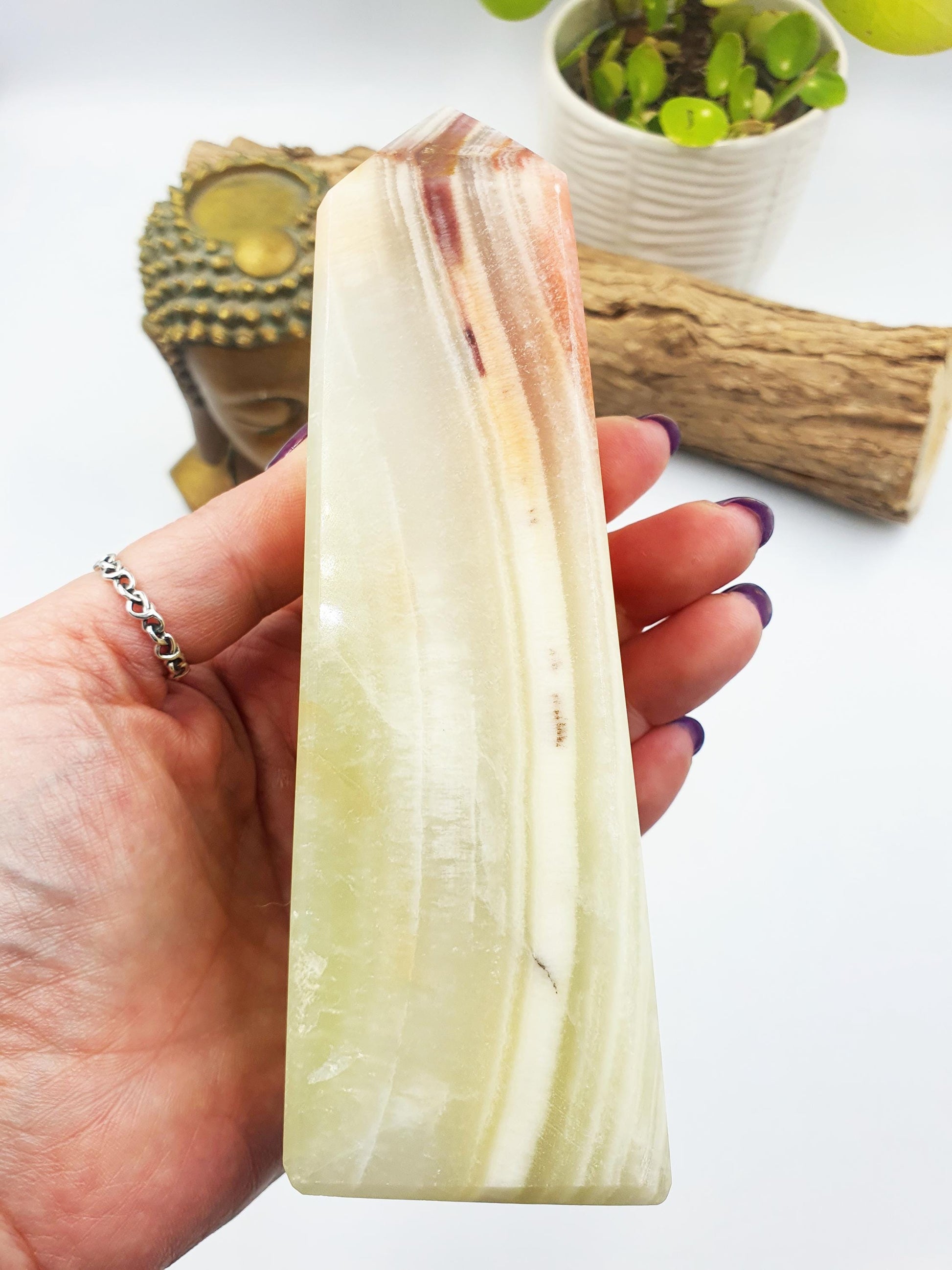 Peach Calcite Crystal Tower