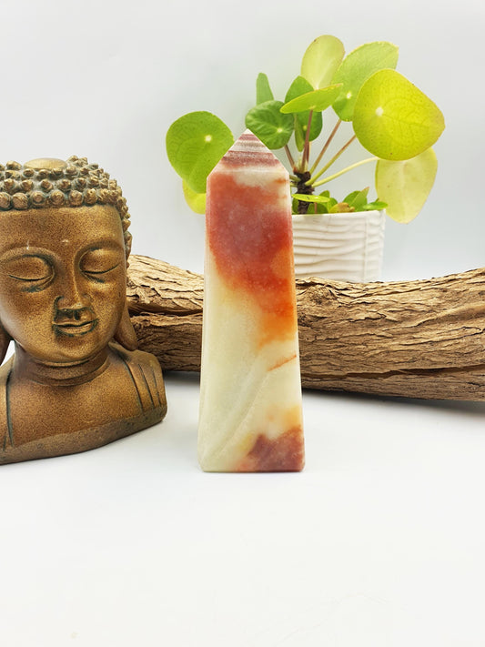 Peach Calcite Crystal Tower