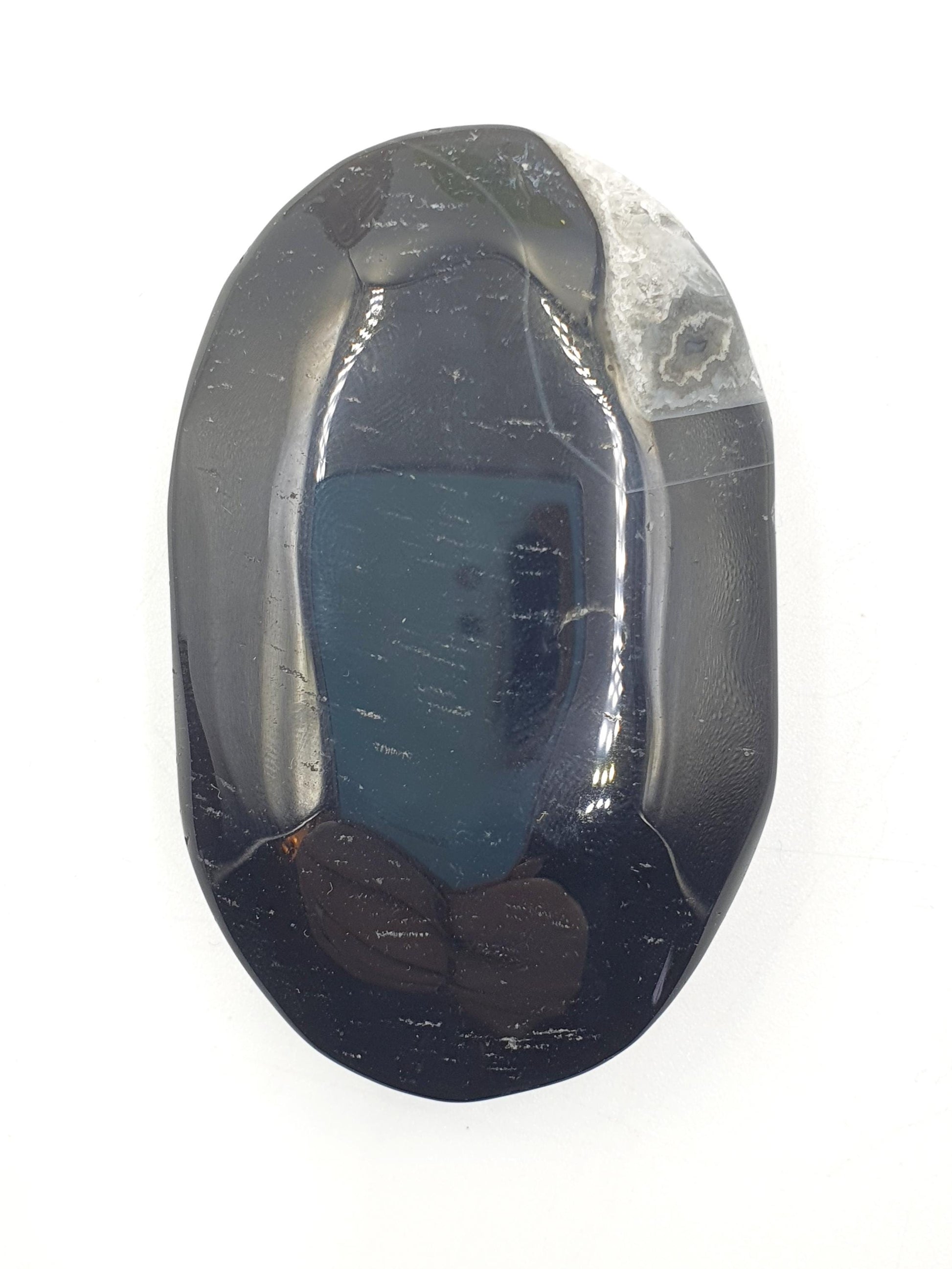 Large Black Banded Agate Drusy Palm