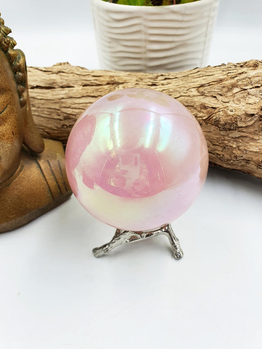 High Quality Angel Aura Rose Quartz Crystal Sphere