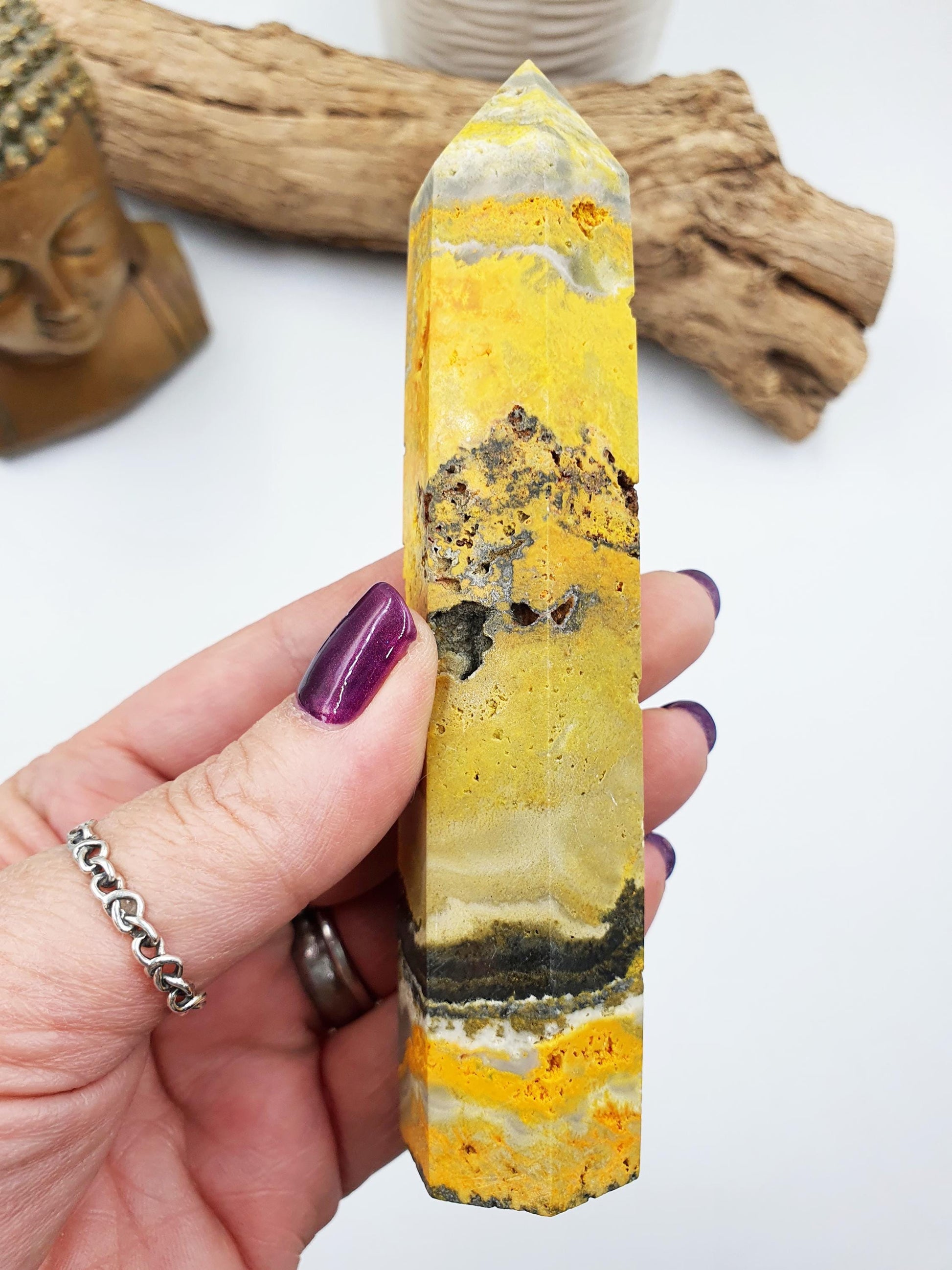 Bumblebee Jasper Tower / Bumblebee Jasper Point / Bumblebee Jasper Obelisk / Bumblebee Jasper Crystal Healing Tower - 155g