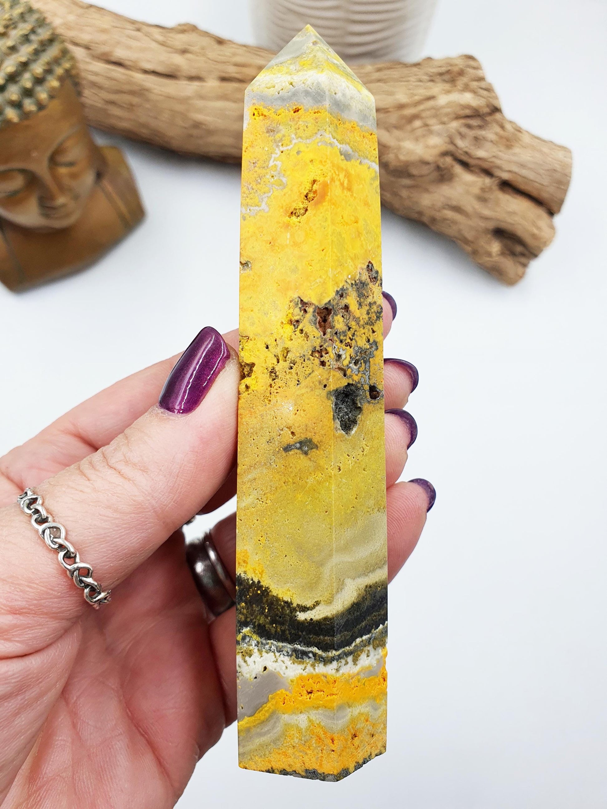 Bumblebee Jasper Tower / Bumblebee Jasper Point / Bumblebee Jasper Obelisk / Bumblebee Jasper Crystal Healing Tower - 155g