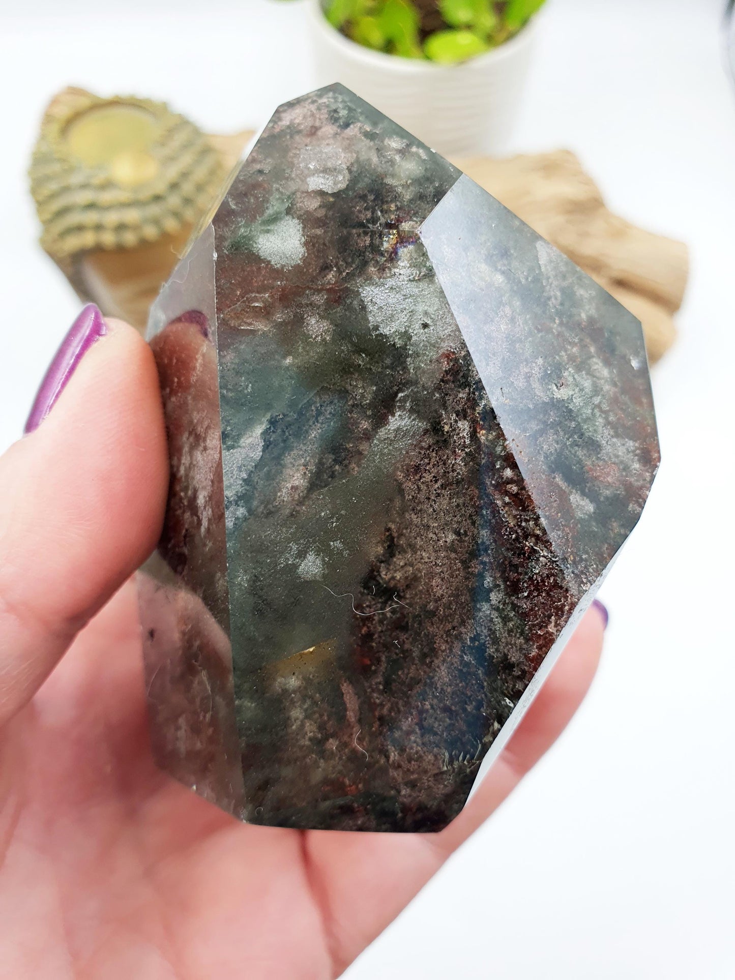 Large Green Garden Quartz Freeform /Lodolite Quartz Freeform