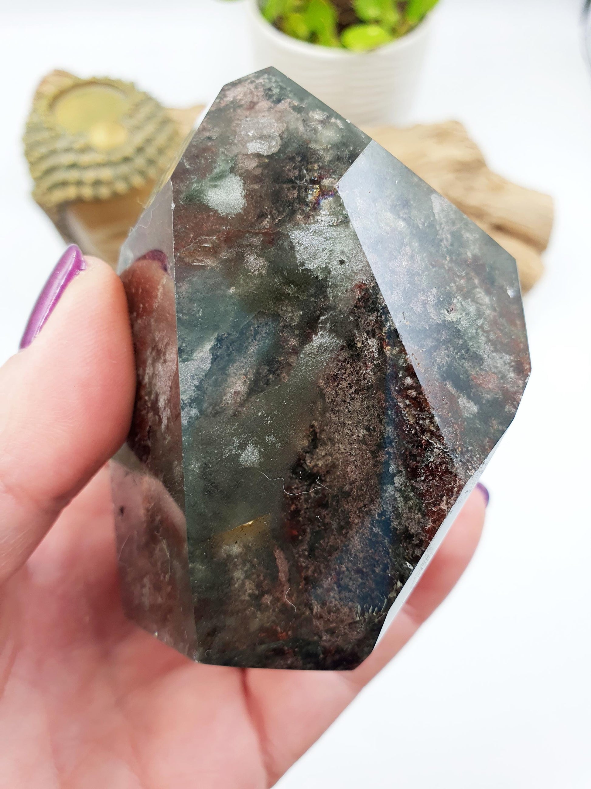Large Green Garden Quartz Freeform /Lodolite Quartz Freeform