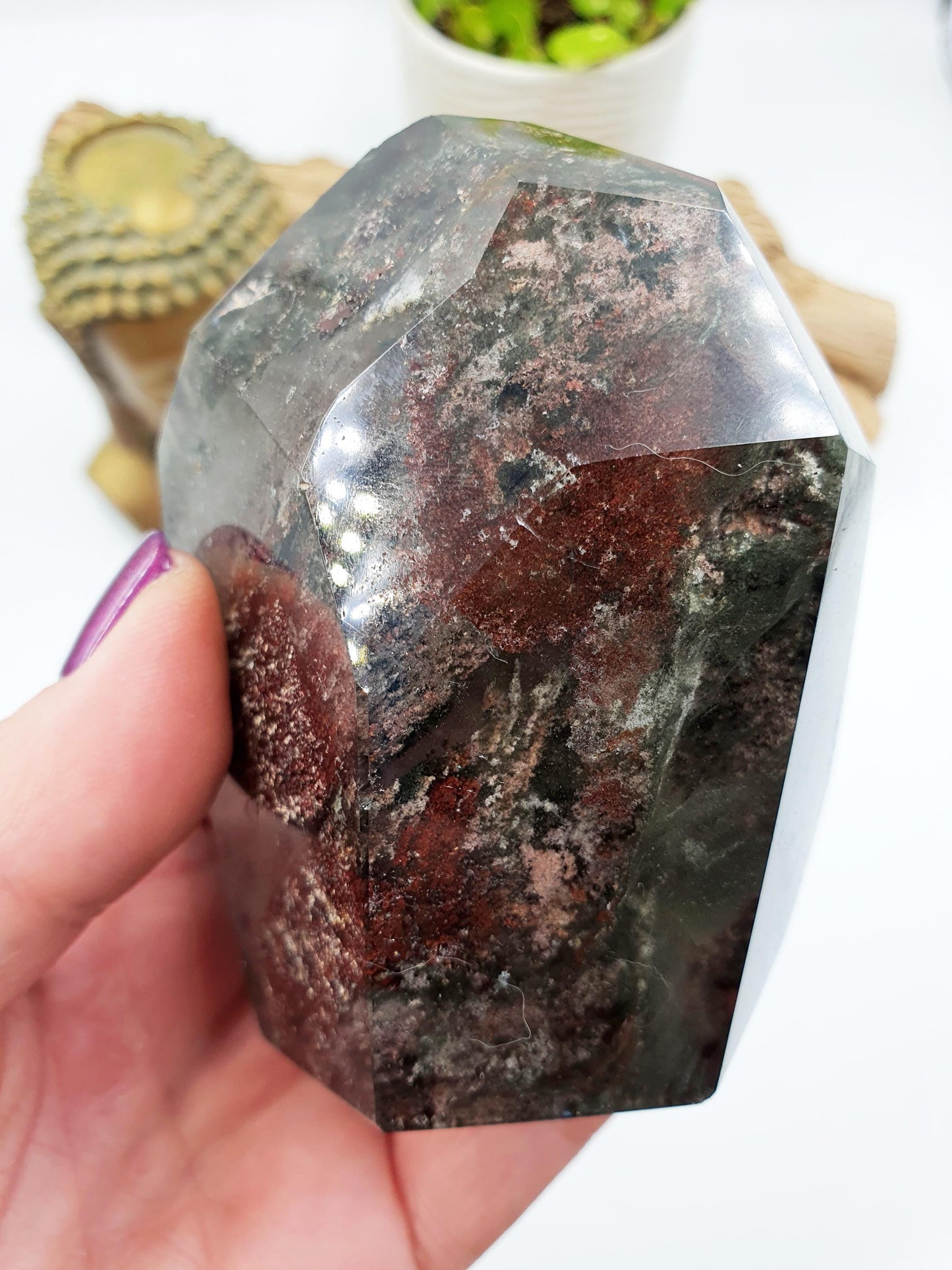Large Green Garden Quartz Freeform /Lodolite Quartz Freeform