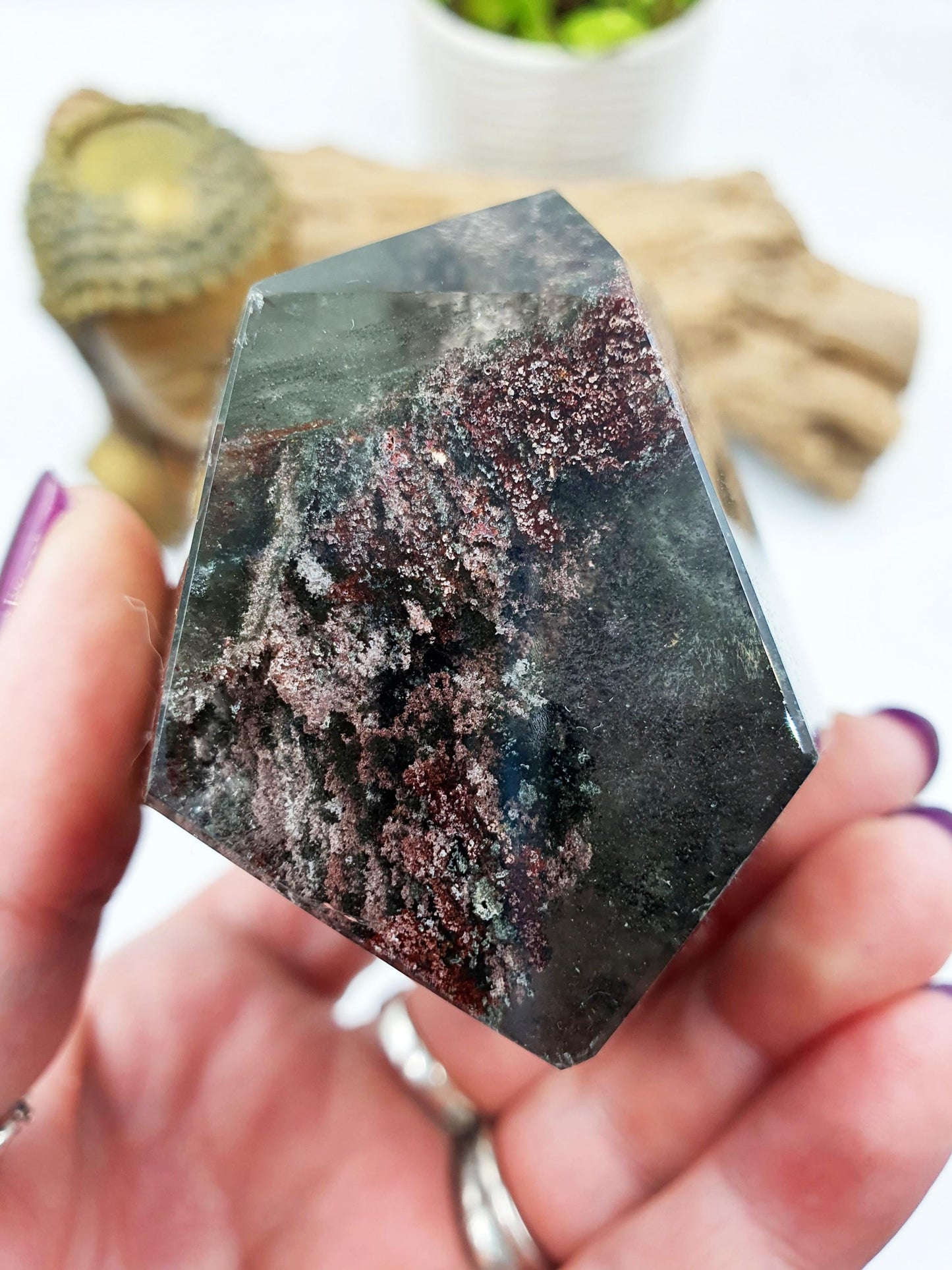 Large Green Garden Quartz Freeform /Lodolite Quartz Freeform