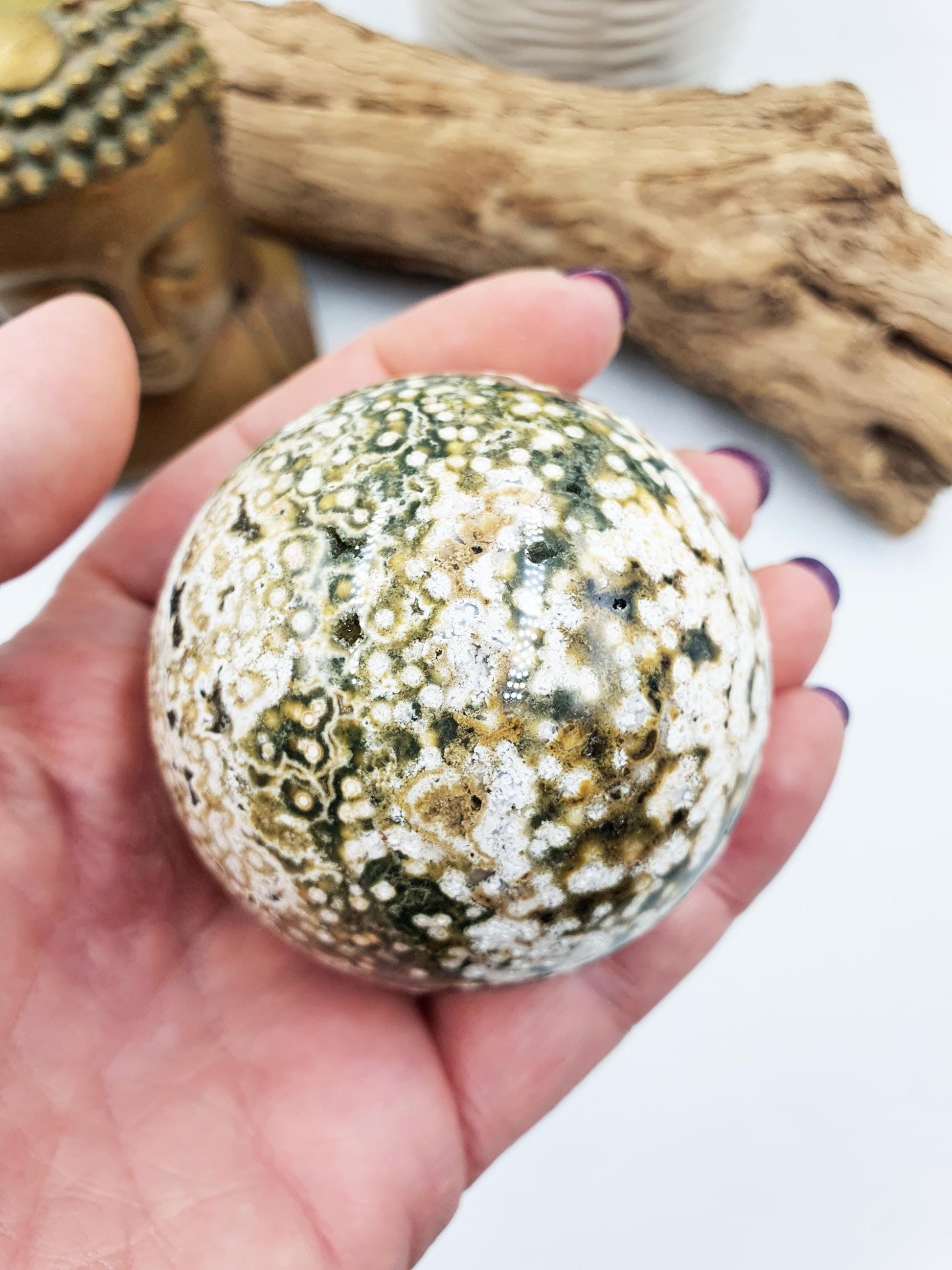 Orbicular Ocean Jasper Sphere