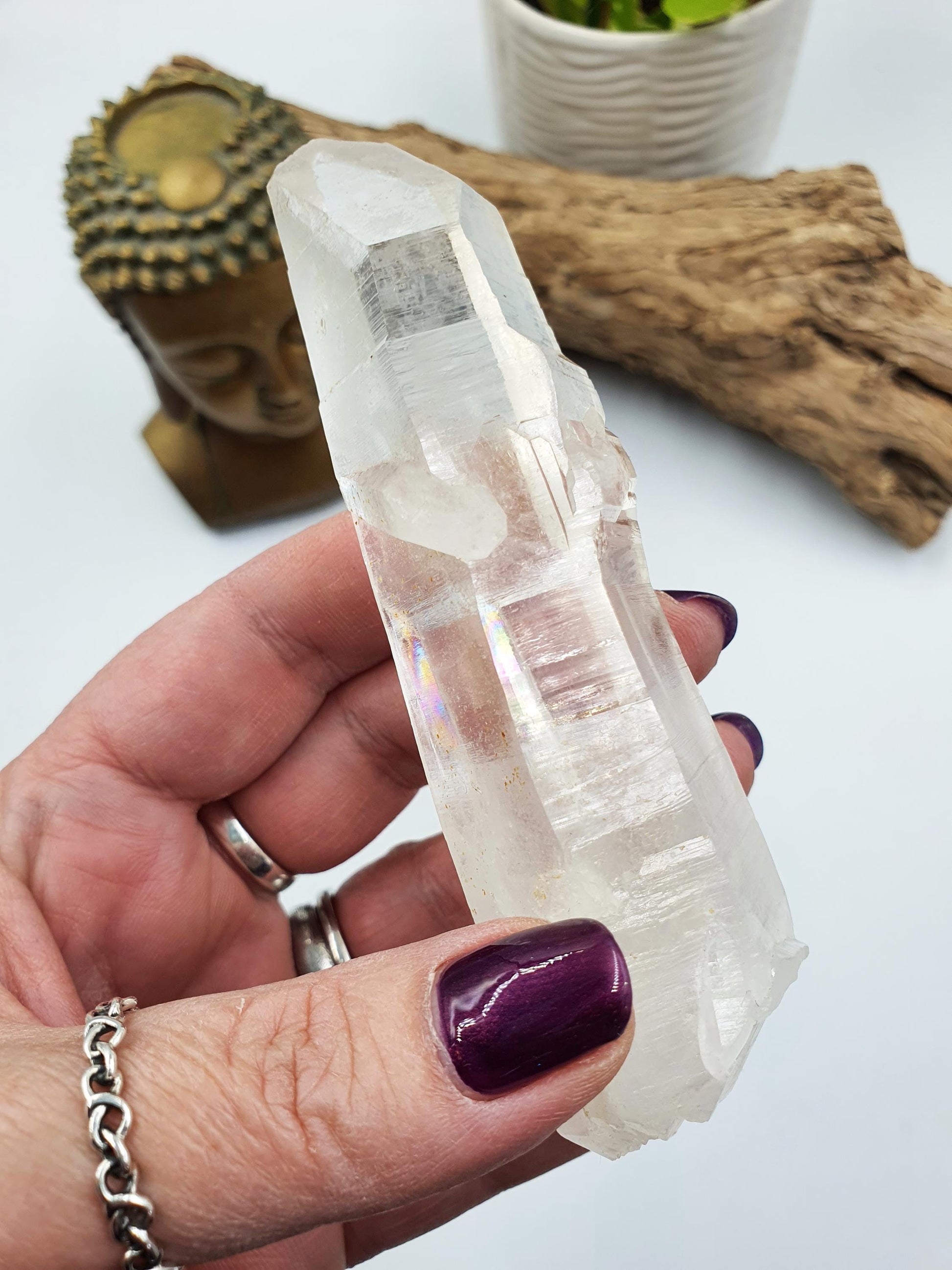 Rare Large Lemurian Quartz Cluster Wand with rainbow