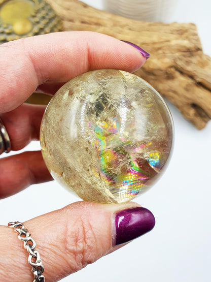 Citrine Sphere with Large Rainbows