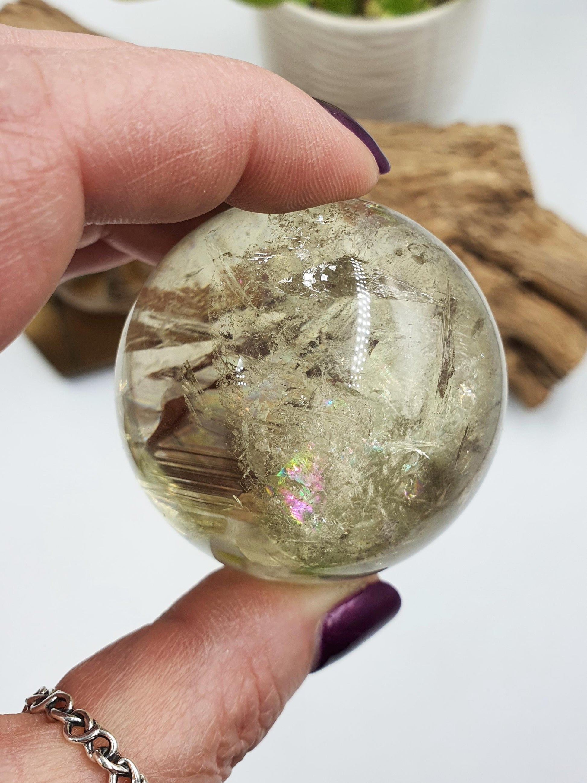 Citrine Sphere with Large Rainbows