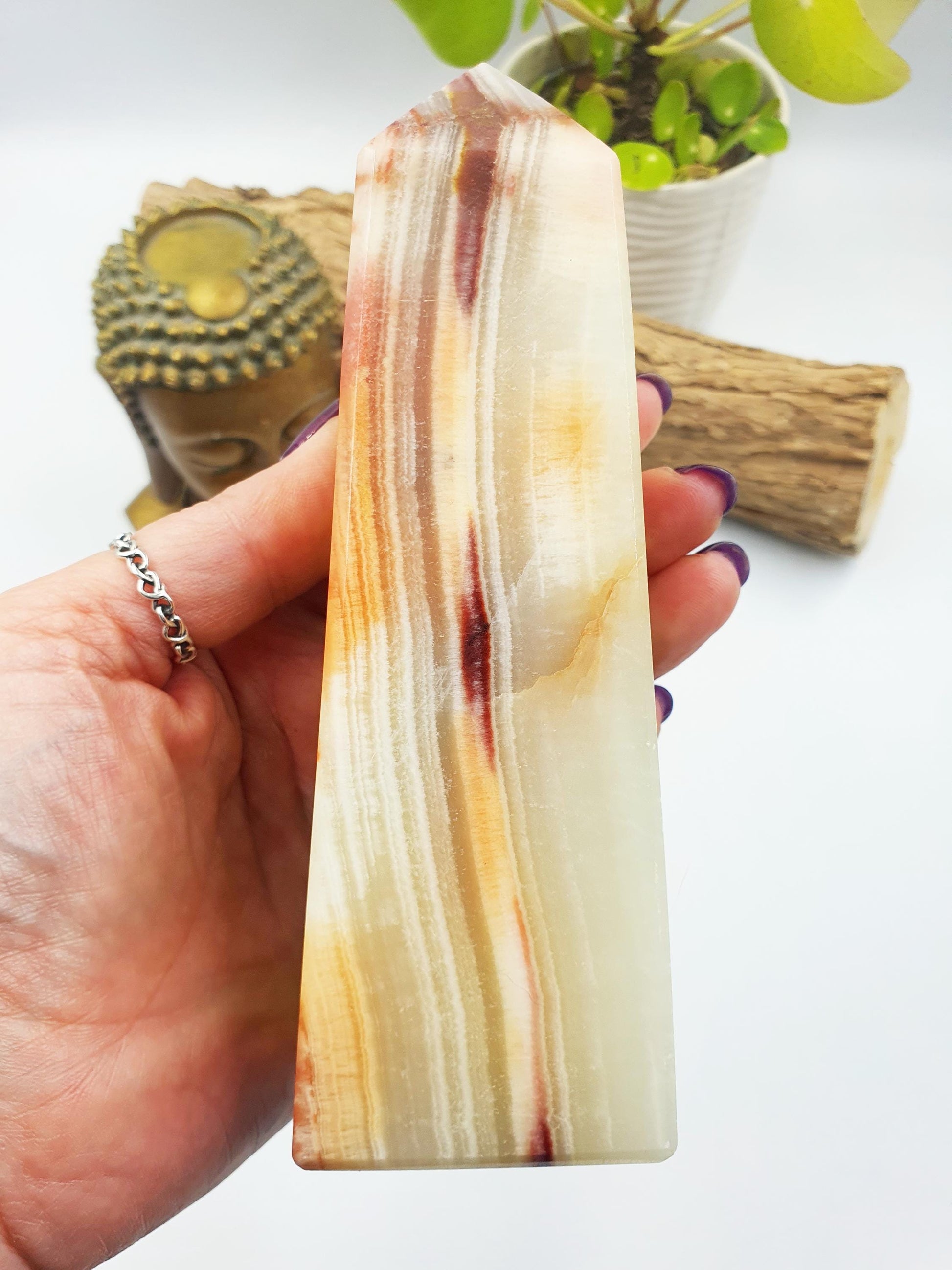 Peach Calcite Crystal Tower