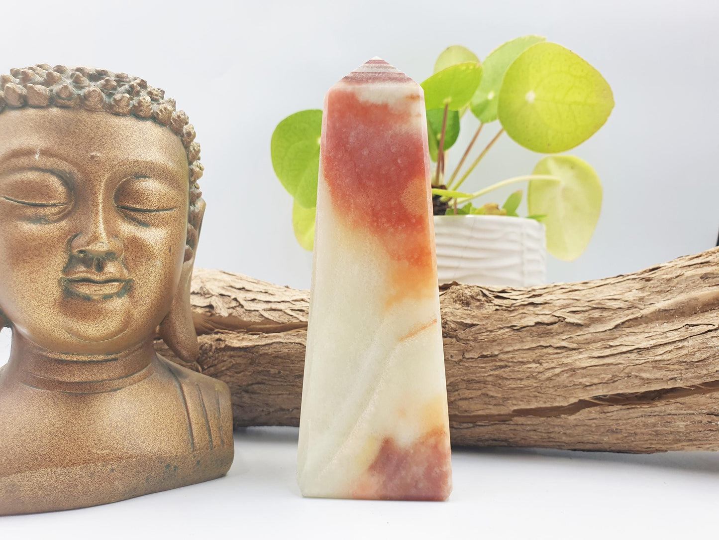 Peach Calcite Crystal Tower