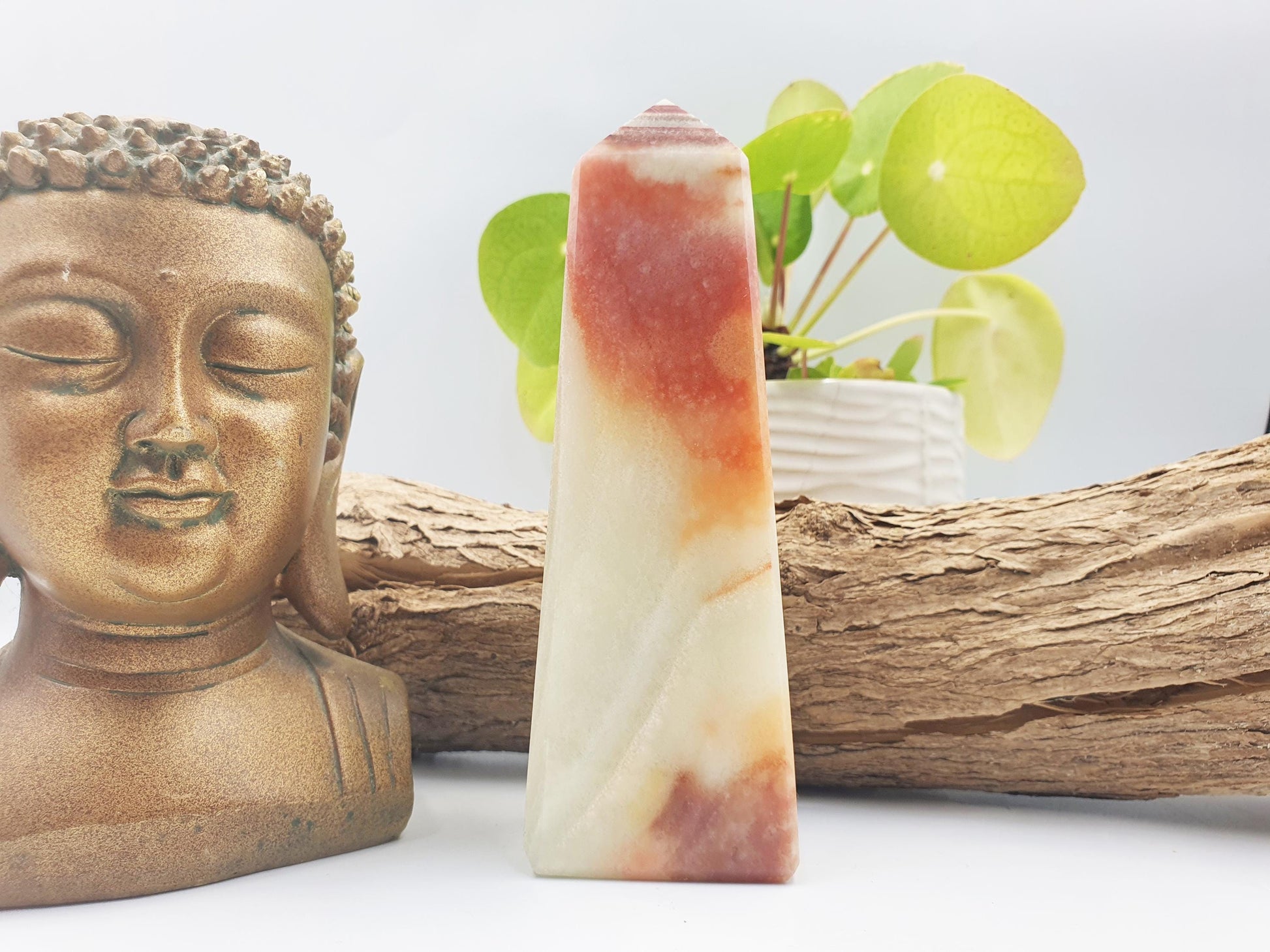 Peach Calcite Crystal Tower