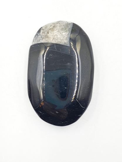Large Black Banded Agate Drusy Palm