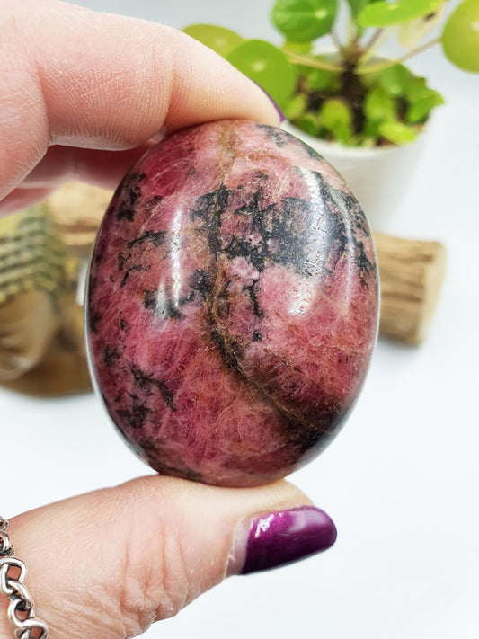 Large Rhodonite Palm Stone