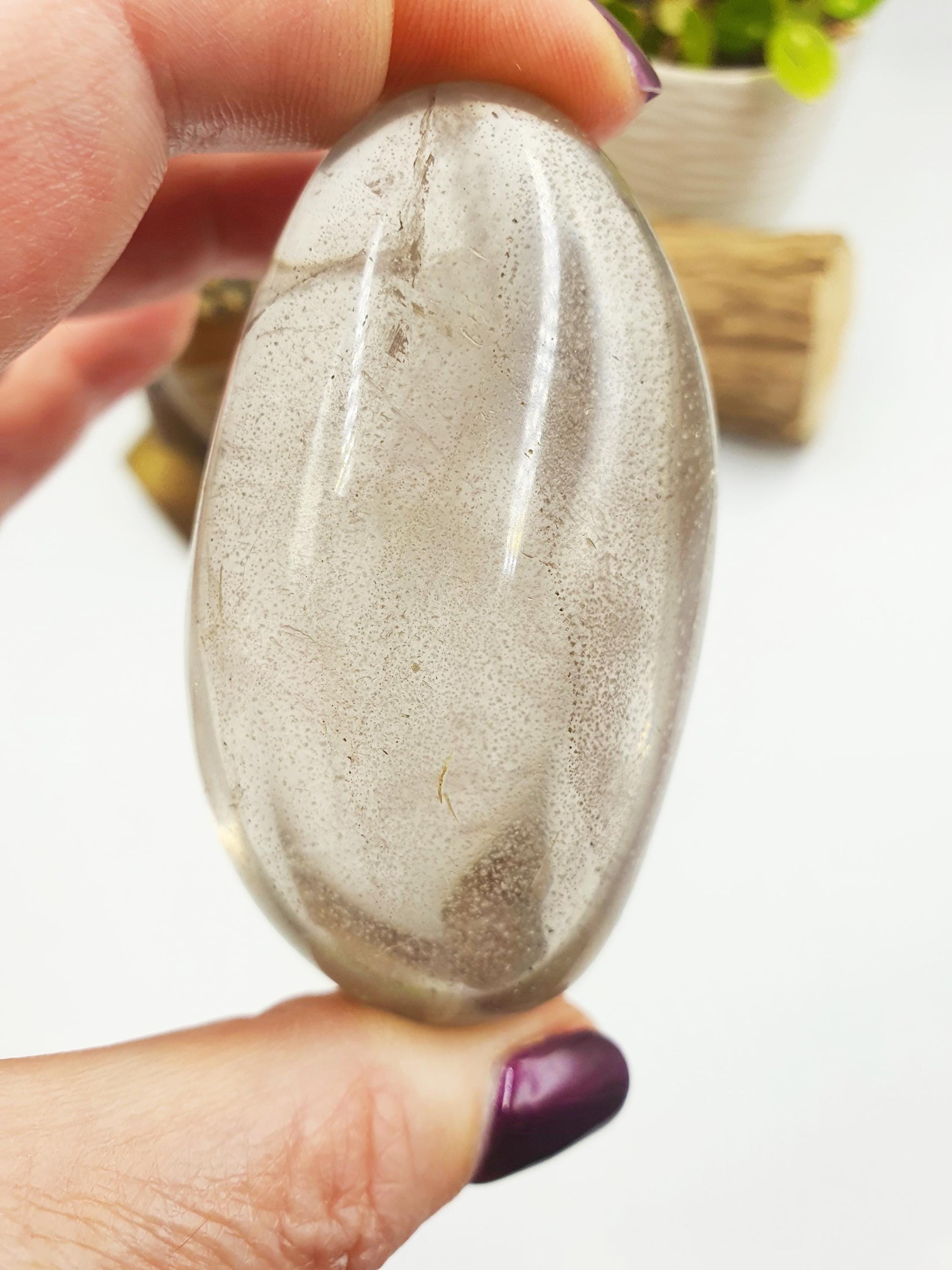 Large Clear Quartz Palm with shimmering inclusions