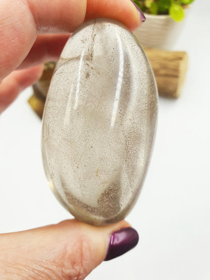 Large Clear Quartz Palm with shimmering inclusions