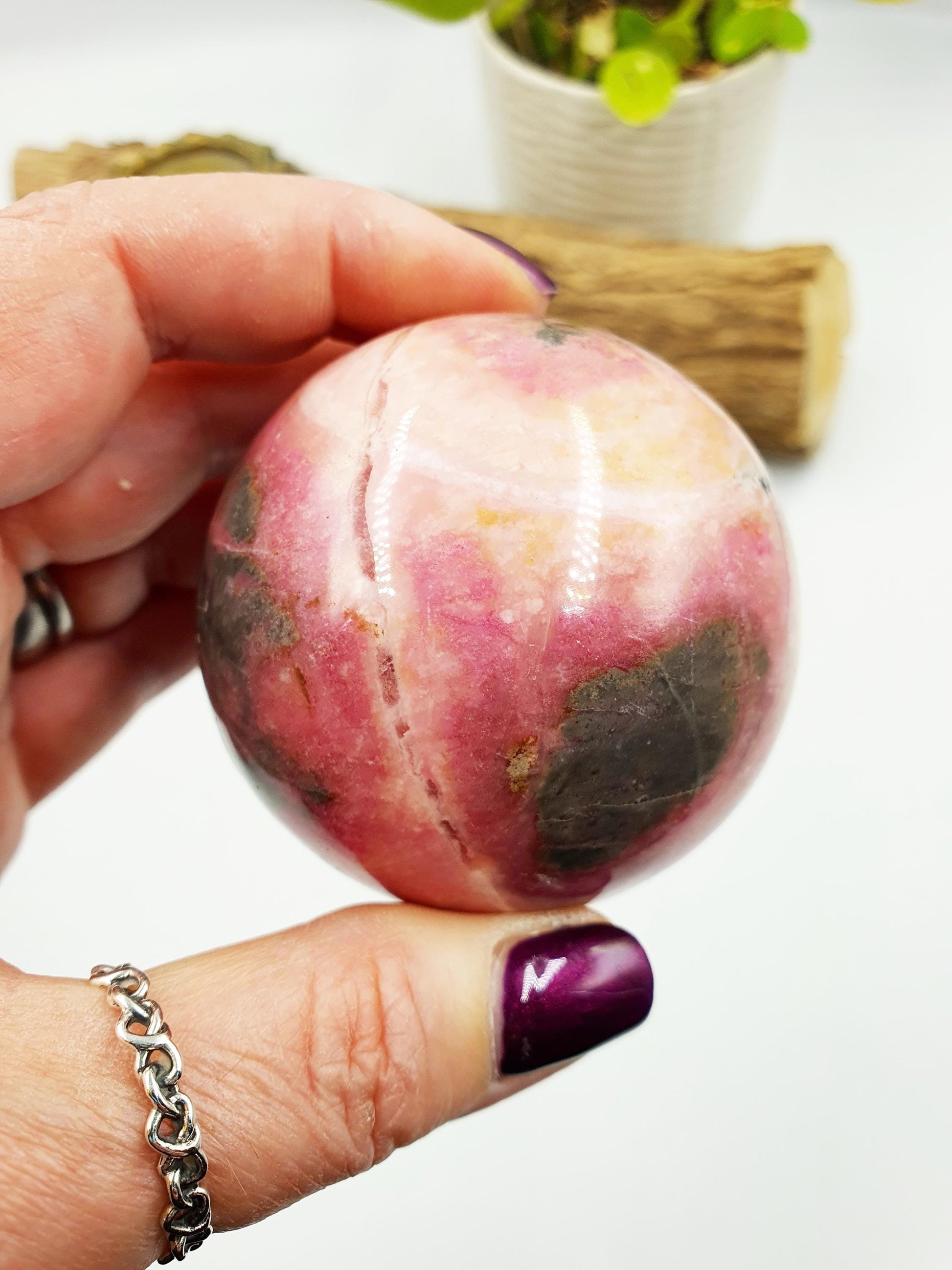Pastel Pink Rhodonite Sphere