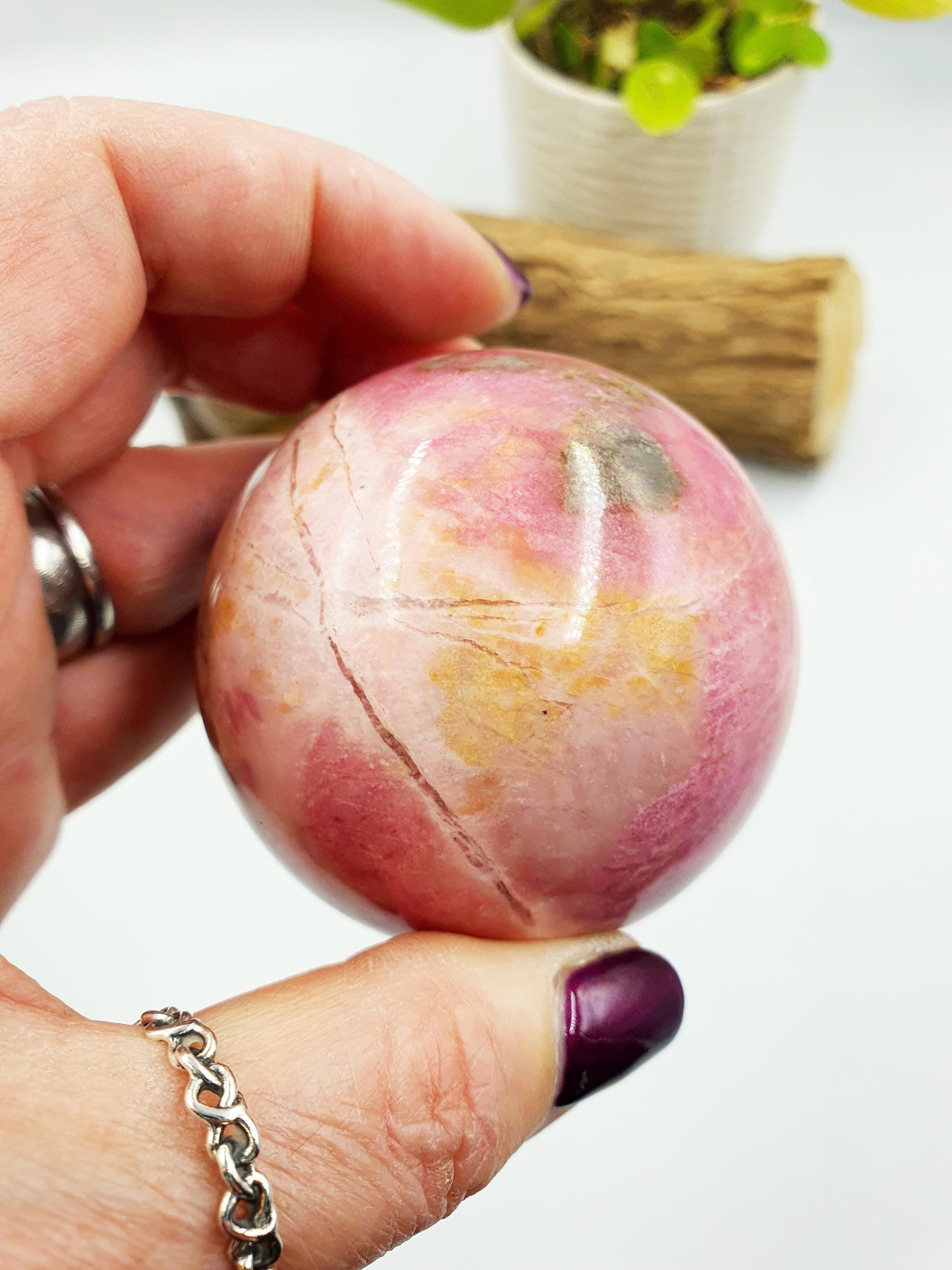 Pastel Pink Rhodonite Sphere