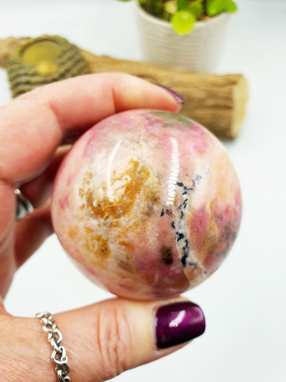 Pastel Pink Rhodonite Sphere