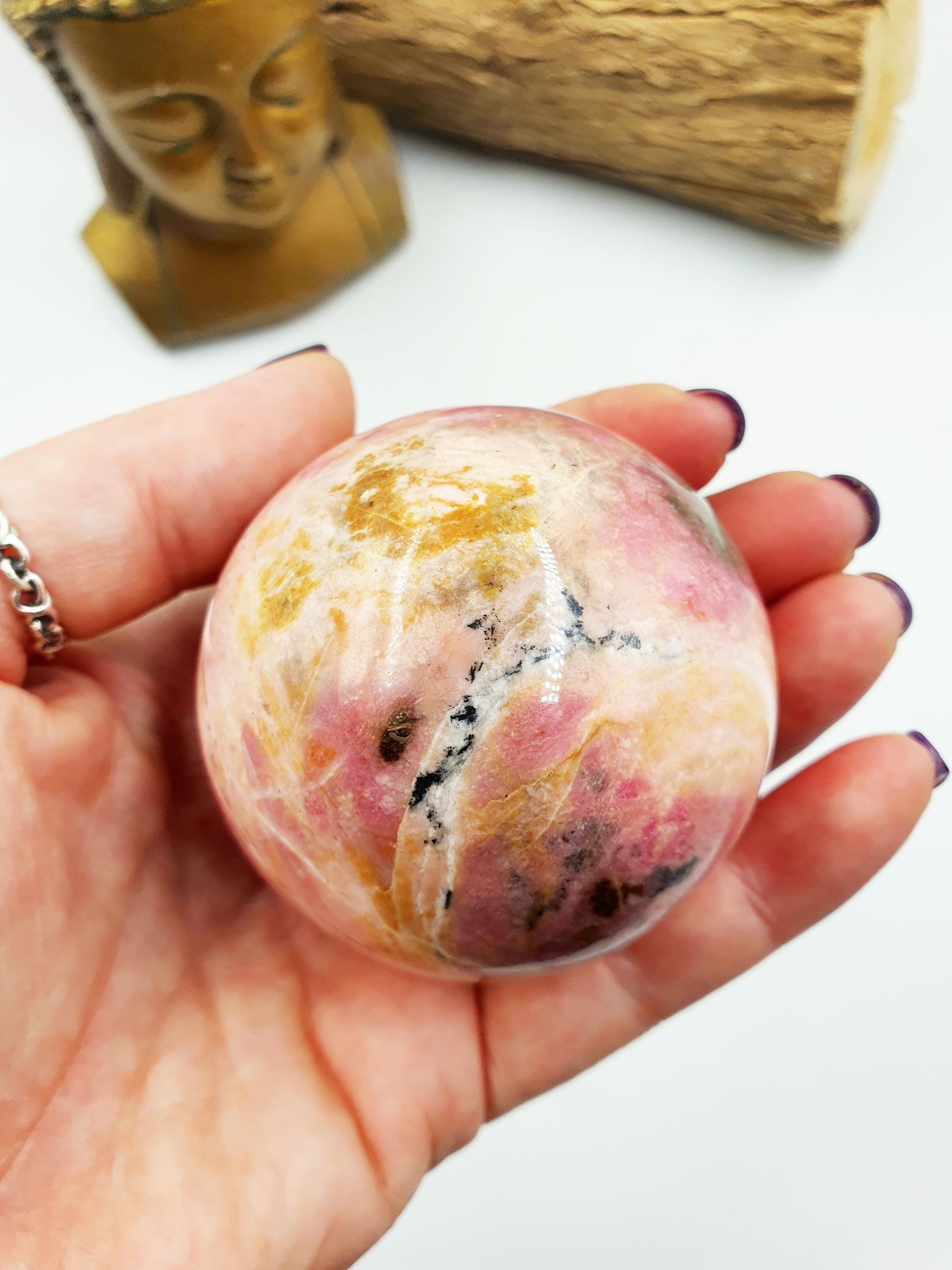 Pastel Pink Rhodonite Sphere