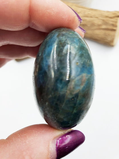 Flashy Blue Apatite Palm Stone
