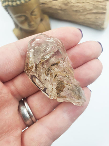 Elestial Carbon Enhydro Quartz