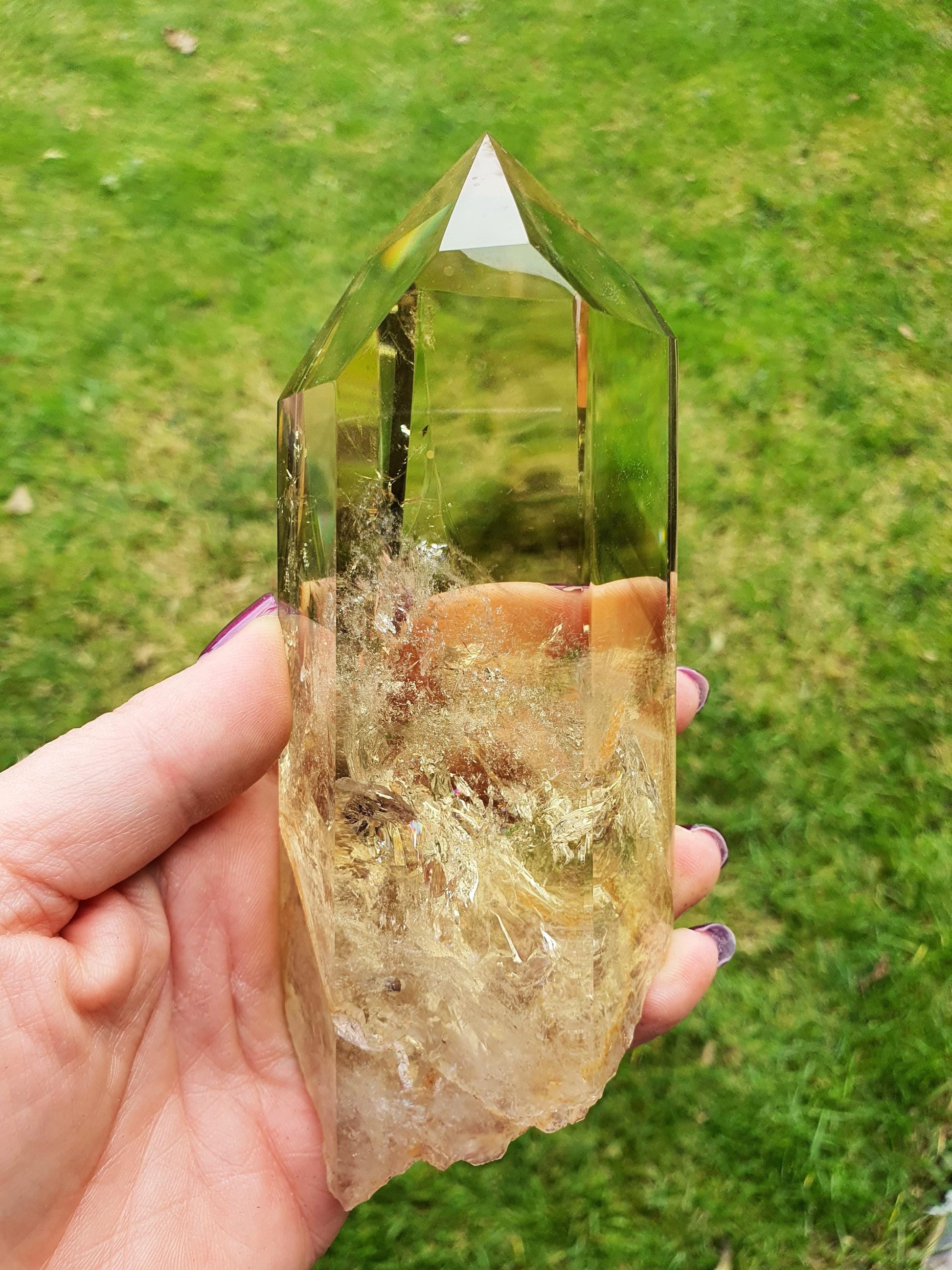 High Grade Large Phantom Citrine Tower with stand