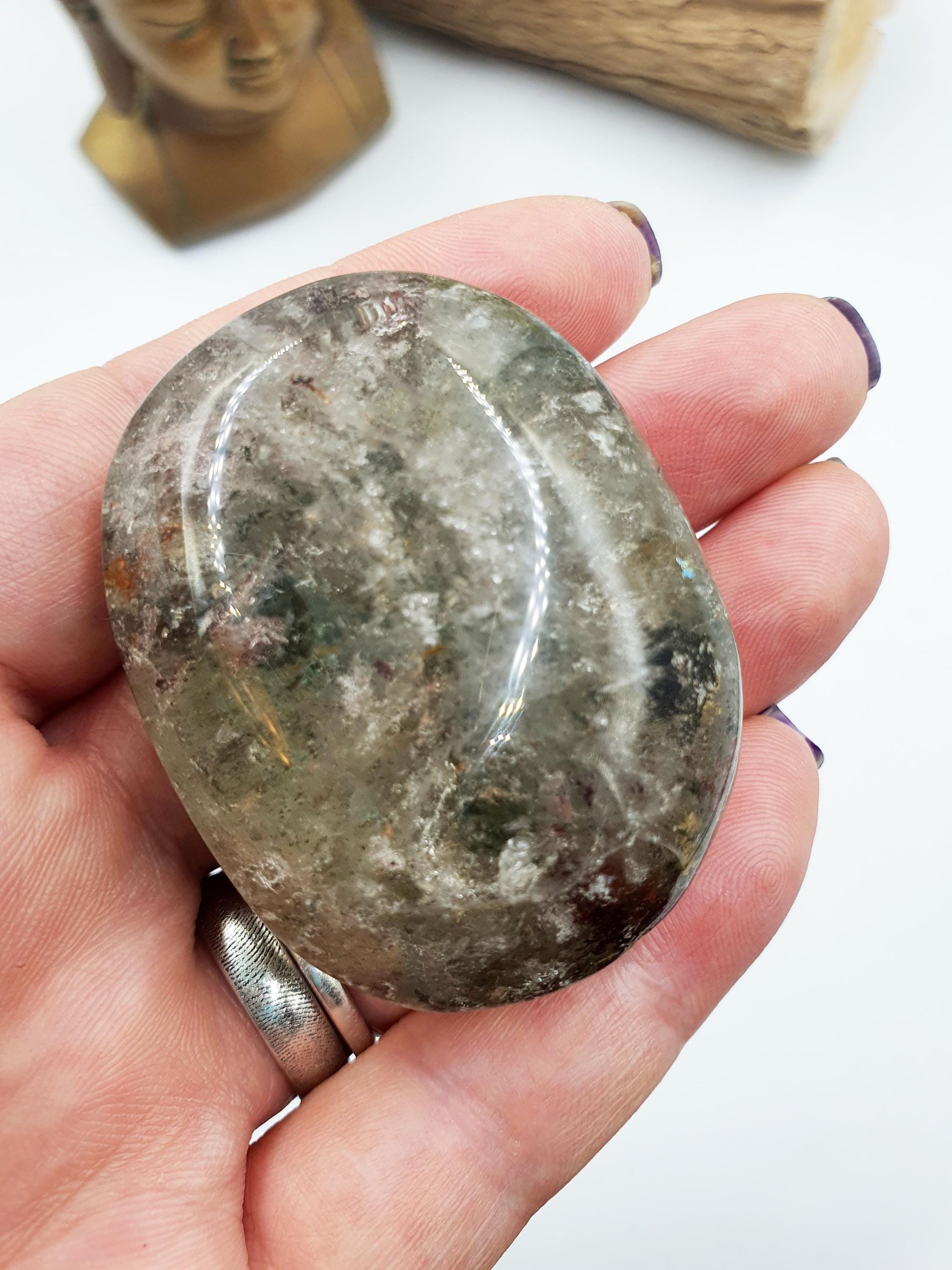 Garden Quartz Palm/Lodolite Quartz Palm Stone