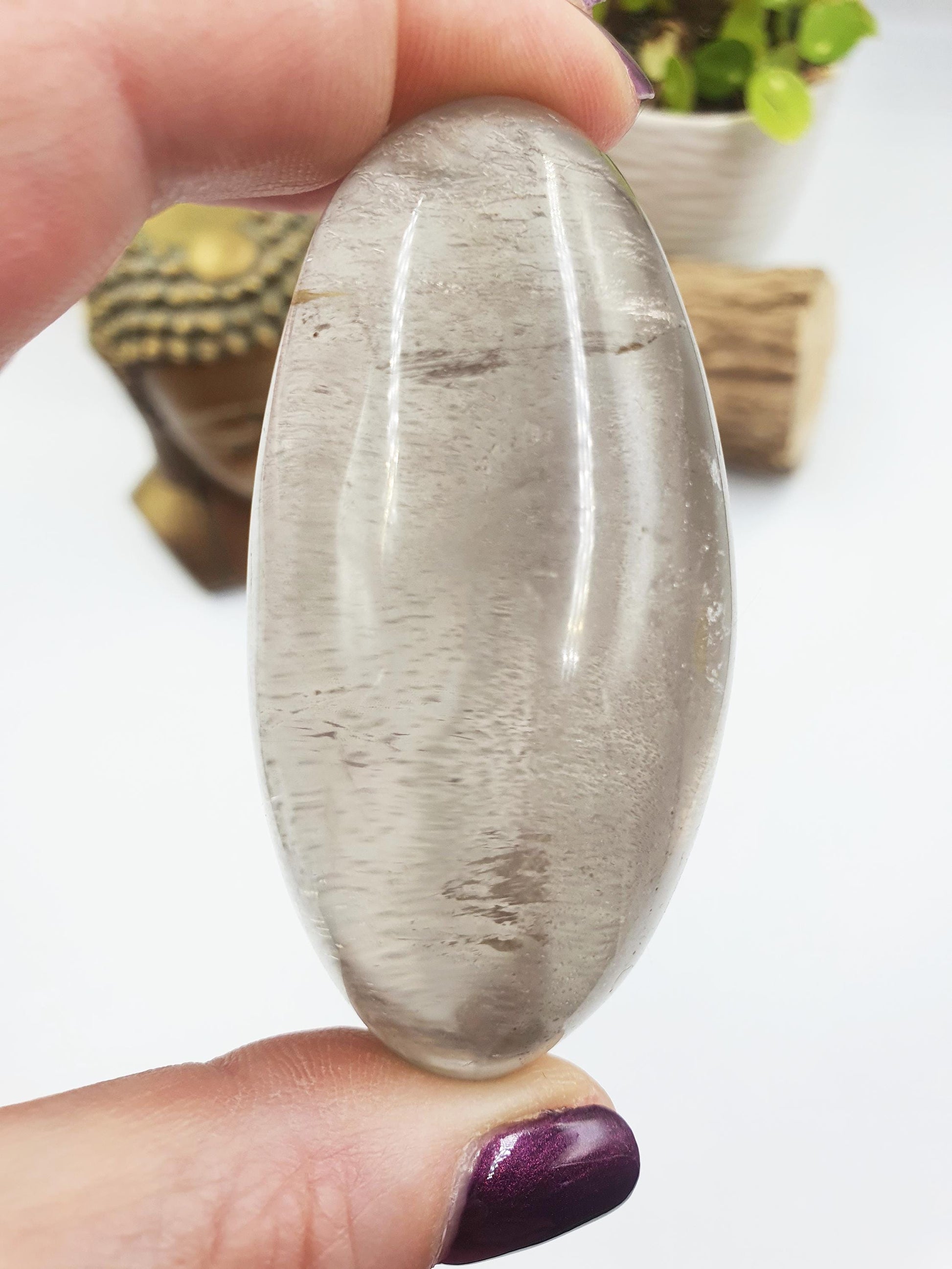 Large Clear Quartz Palm with shimmering inclusions