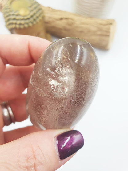 Large Clear Quartz Palm with shimmering inclusions