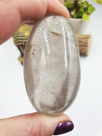 Large Clear Quartz Palm with shimmering inclusions