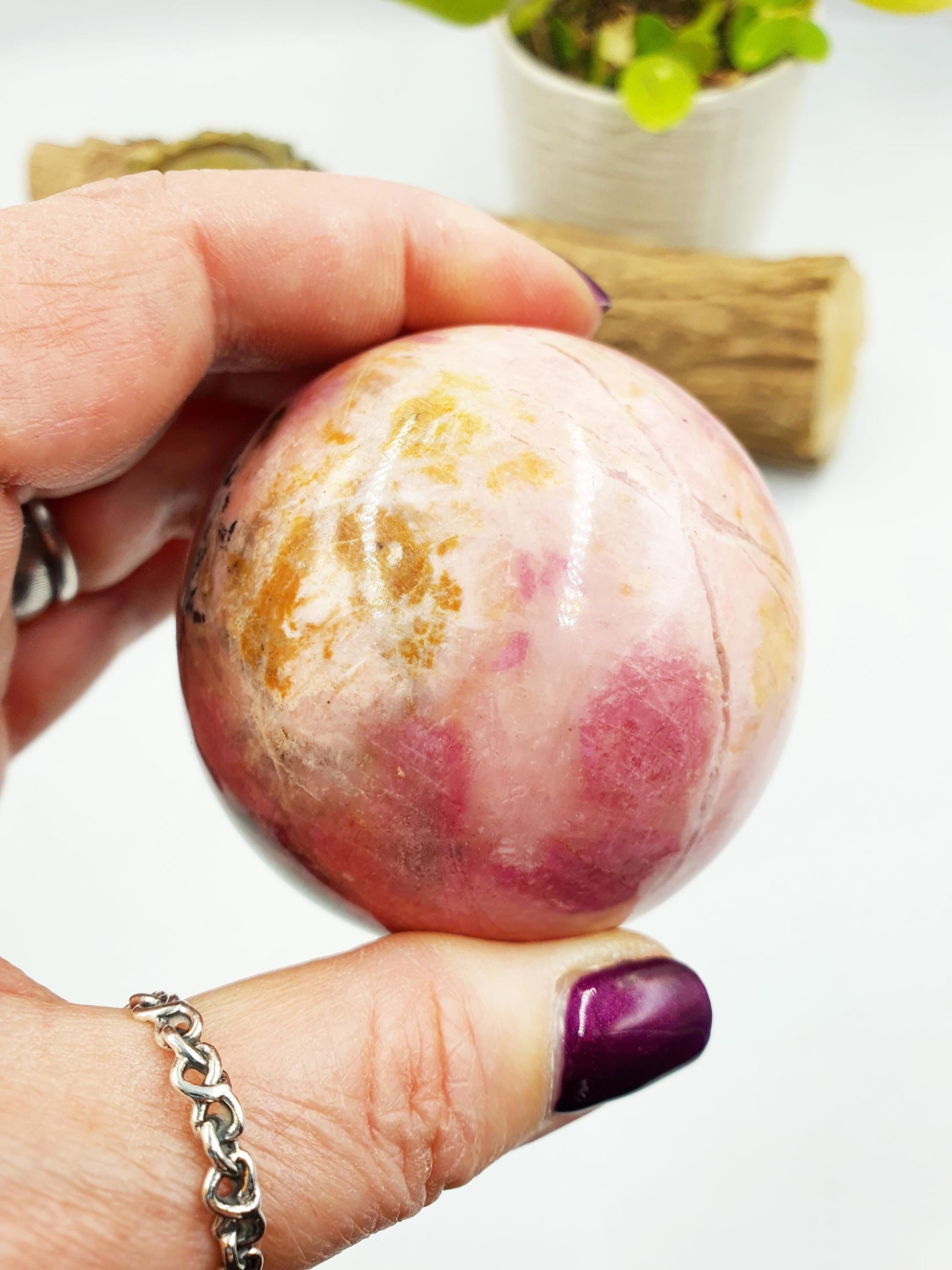 Pastel Pink Rhodonite Sphere