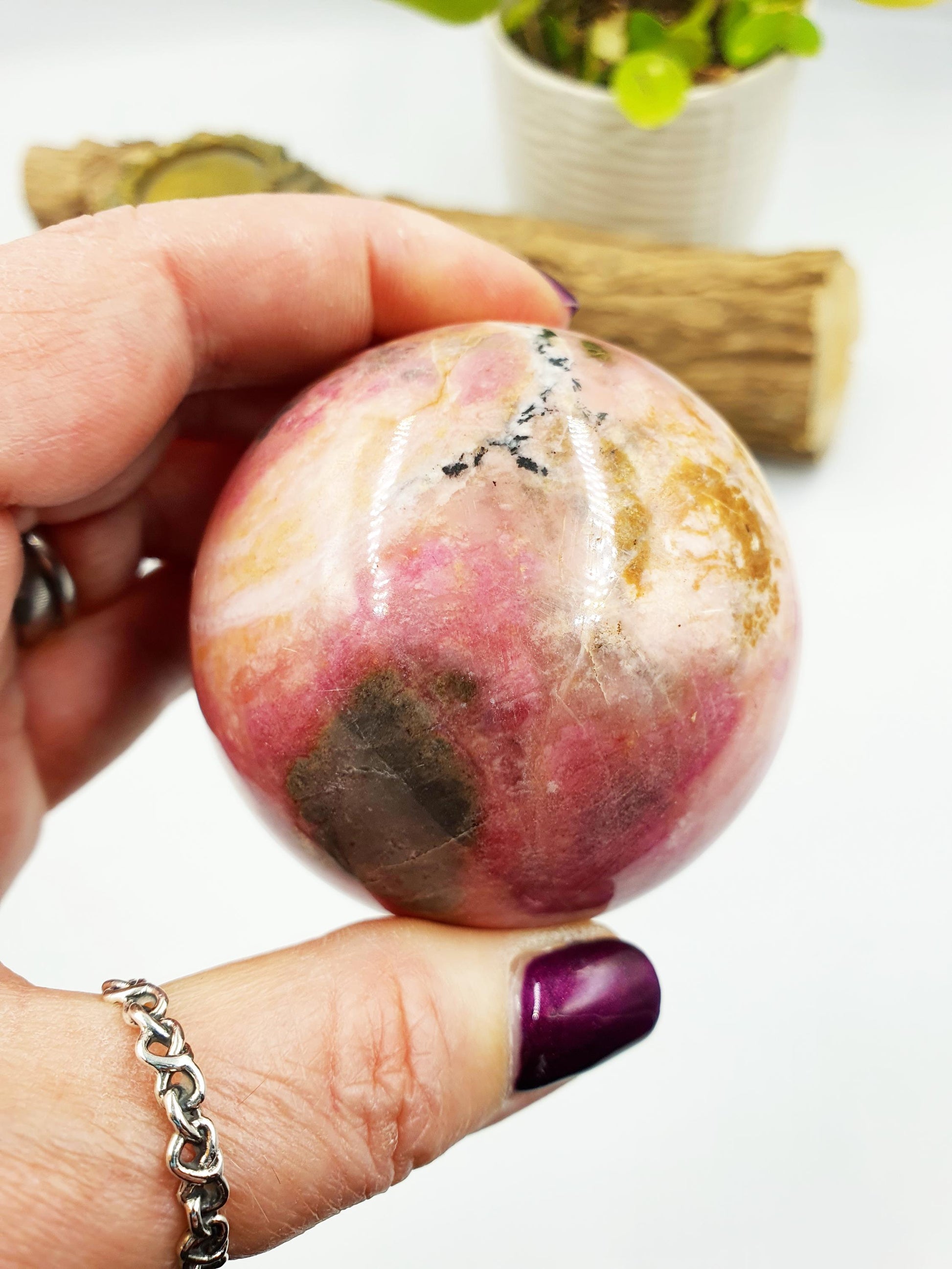 Pastel Pink Rhodonite Sphere