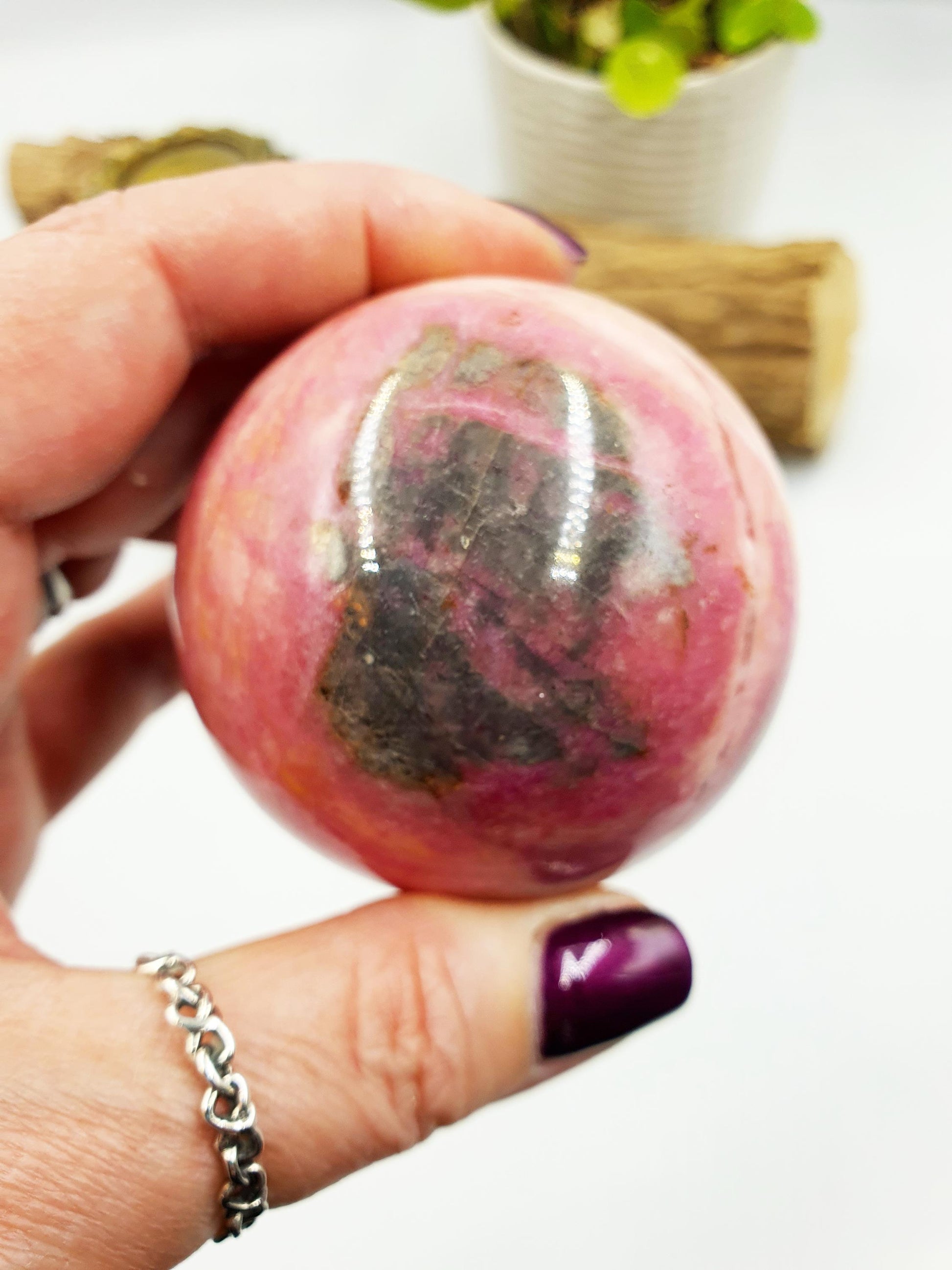 Pastel Pink Rhodonite Sphere