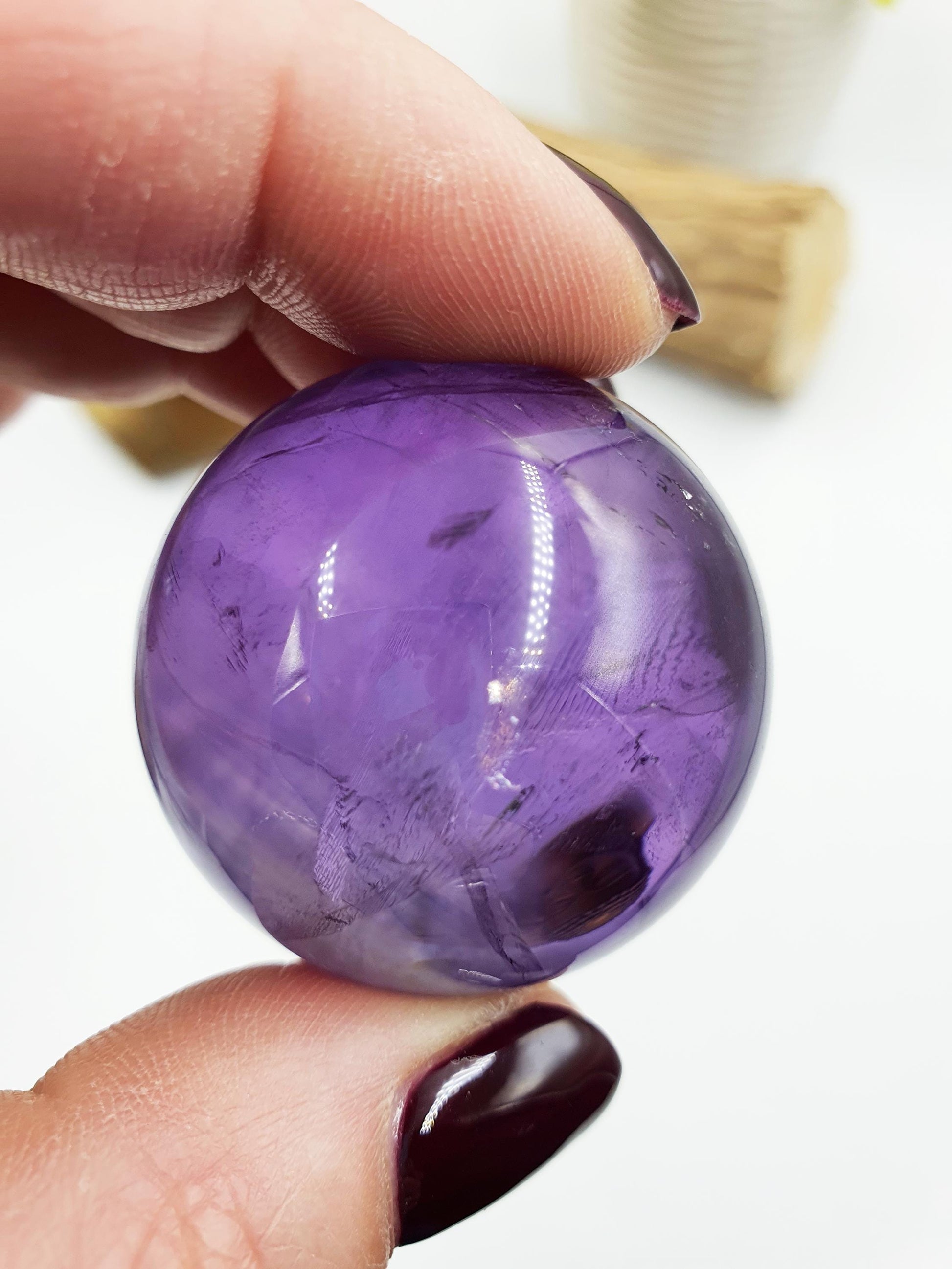 A Grade Amethyst Sphere with finger print inclusions