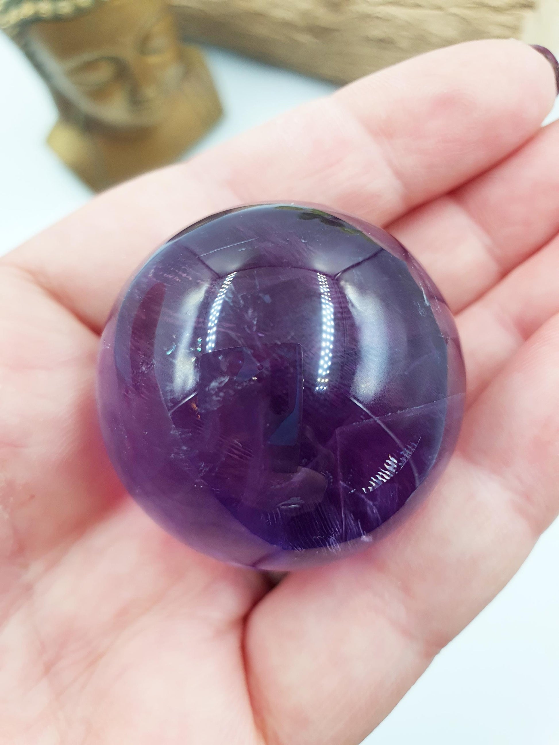 A Grade Amethyst Sphere with finger print inclusions