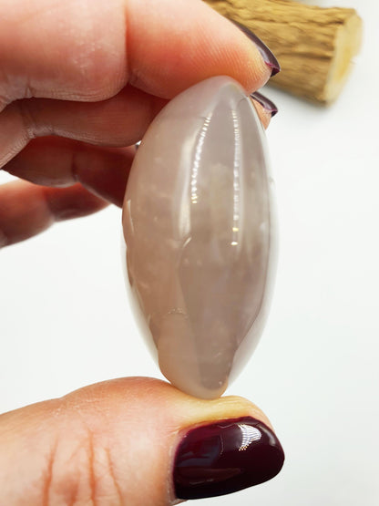 Blue Rose Quartz Palm with Rainbow Flashes