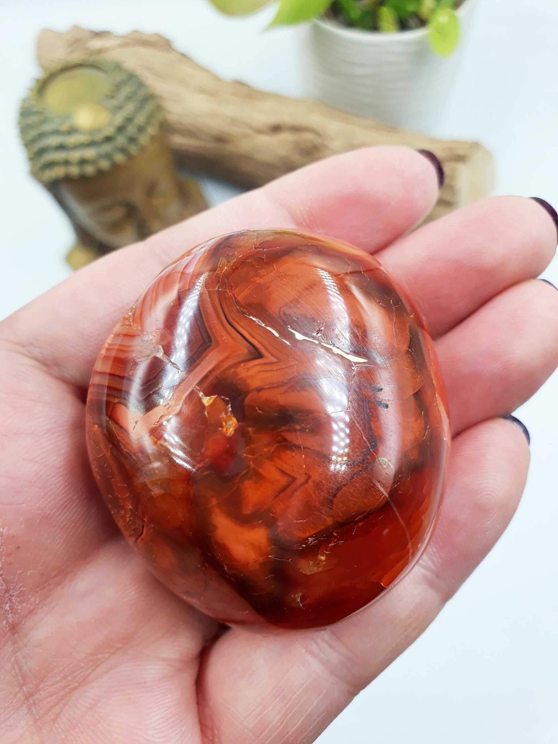 Drusy Carnelian Palm