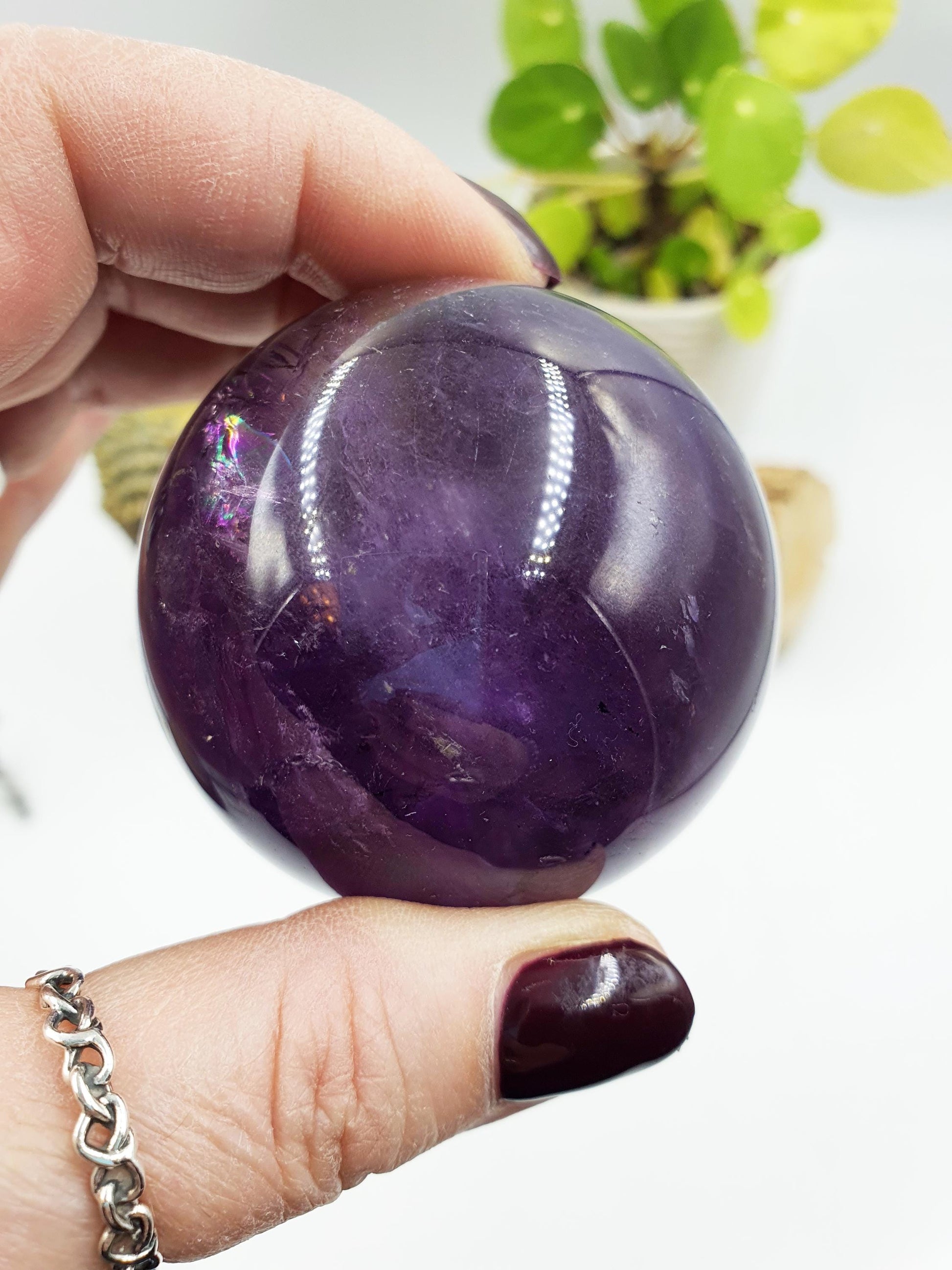A Grade Ametrine Sphere with rainbows