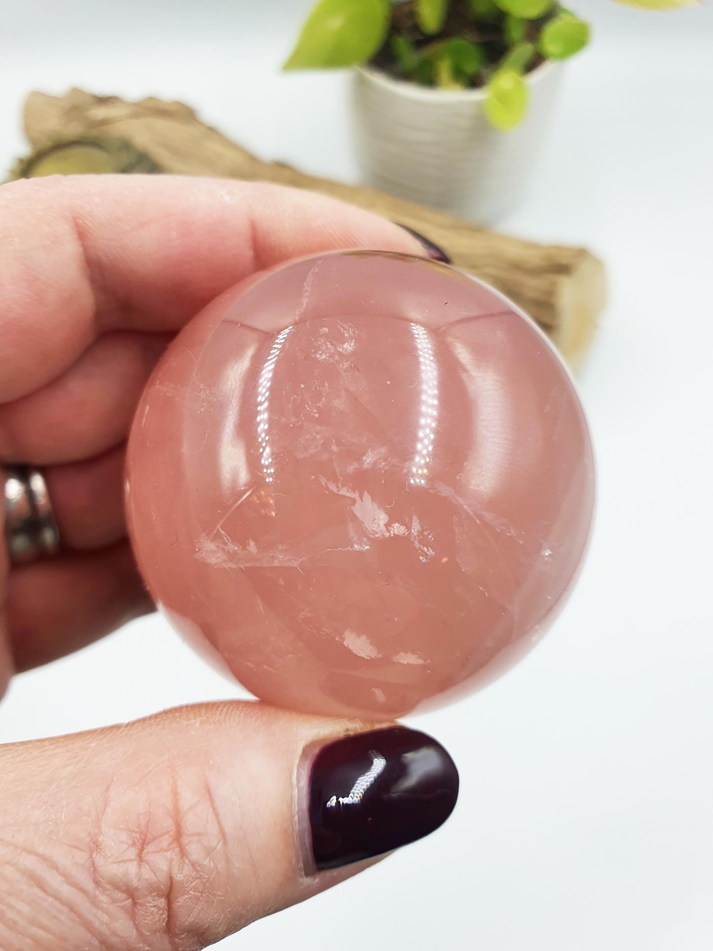 6 Star Flash Rose Quartz Sphere