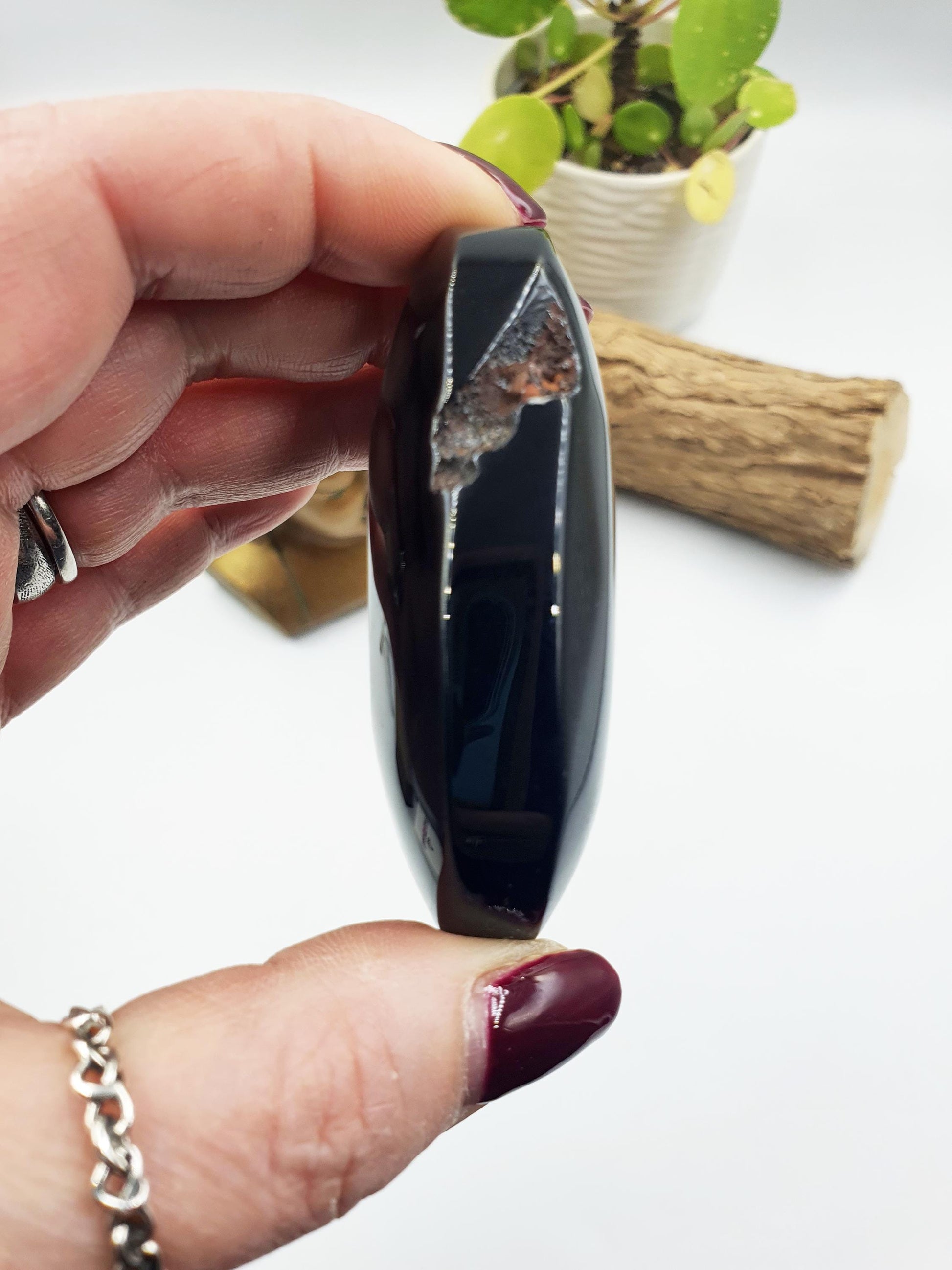 Black Banded Agate Drusy Palm